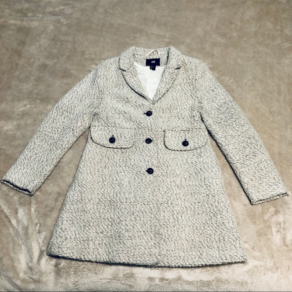 H&M Wool Blend Single Breasted Cream Coat